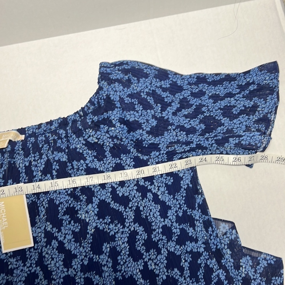 Michael Kors Sheer Blueberry Floral Print Off Shoulder Blouse Top 1X NWT  Blue - Picture 6 of 11